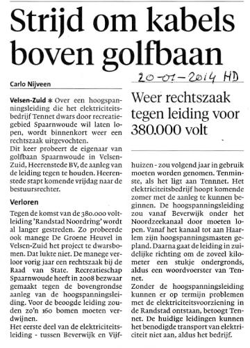 HDStrijdomhoogspanningskabelsbovengolfbaan